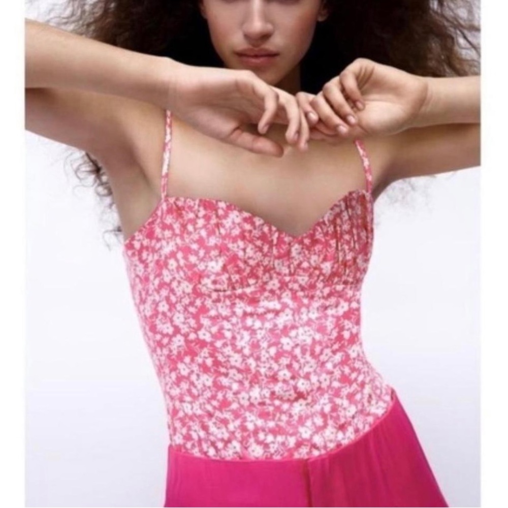 Zara Pink Floral Corset Bodysuit